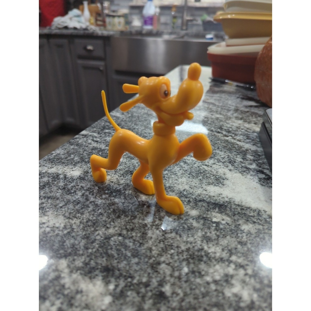 Vintage Walt Disney Productions  Plastic Toy Figurine Yellow Pluto